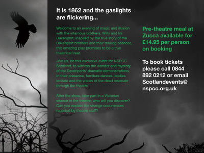 NSPCC Fright Night crow flyer freelance ghost layout nspcc print spooky tree type vicky barlow