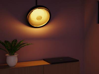 Portable Lamp Disc at Night 3d cad 3d modelling aesthetic blender cgi chargeable concept design futuristic ideas keyshot lamp night portable round shaped scene yellow