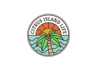 Island Logo beach branding concept design island lemon logo modern orange palm tree sean sun dawn tropical vector