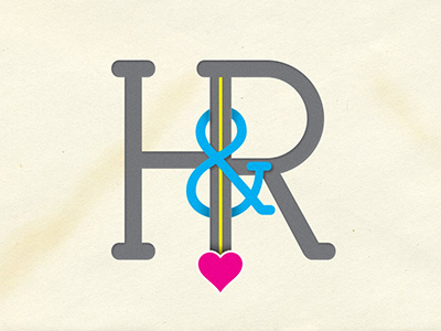 H & R ampersand cmyk heart initials monogram serif
