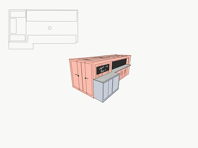 Coffee shop shipping container illustration