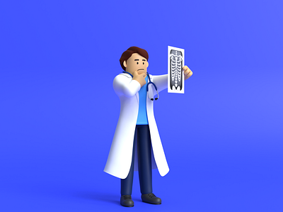 Minimal Doctor 3D Cartoon Character Model.