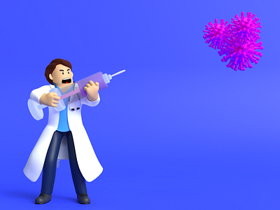 Minimal Doctor 3D Cartoon Character Model.