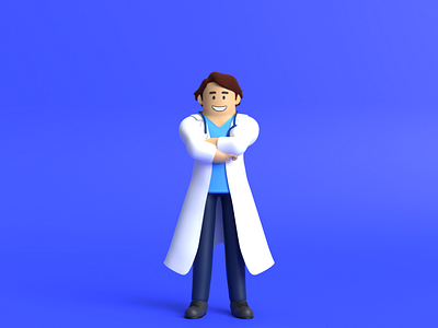 Minimal Doctor 3D Cartoon Character Model.