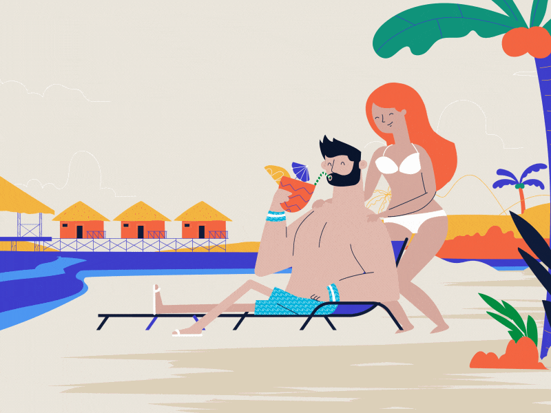 Relaxing at the beach after effects animation beach character animation duik loop motion design pixelrise relax