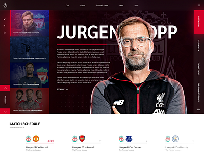 Jurgen klopp - Liverpool Website graphic design ui