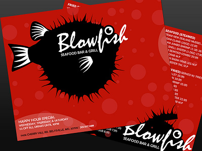 Blowfish Menu Design large format menu design print design restaurant menu design scalable graphics vector design vector graphic vector logos