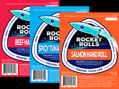 Rocket Rolls food food logo label design label packaging