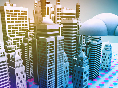 Halftone City 3d c4d city halftone