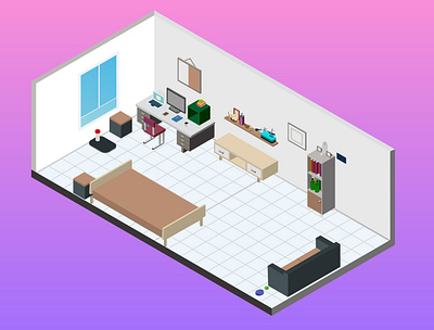 My Isometric living room design graphic design home house illustration illustrator isometric