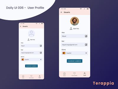 Terappia · User Profile · #DailyUI app design ui ux