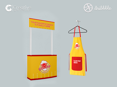 Promotion Stand and Apron Design Made for Flow Pop 3d brandidentity branding design flyer flyerdesign graphic design kitchen logo logoideas logotype motion graphics package photoshop ui visualidentity website