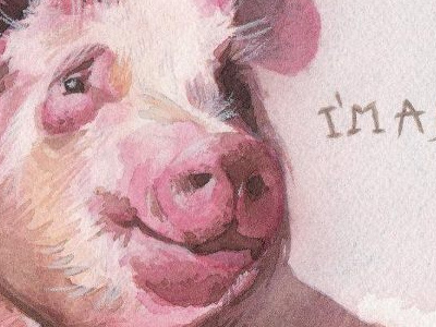 I'm a Pig! fun pig pink render school watercolor