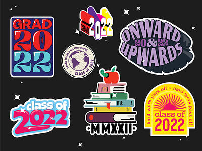 Class of 2022 sticker set books college congratulations graduation graphic design high school school stickers teachers