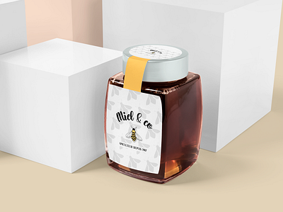 Miel & co (honey jar) beez branding design honey logo