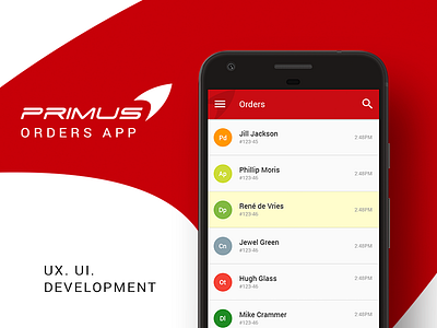 Primus Orders Management App app material design ui ux