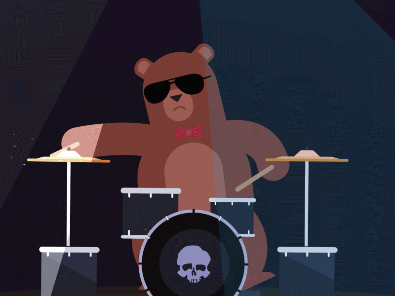 That's how we rolL animated gif animation bear cartoon drums eleopard flat illustration vector