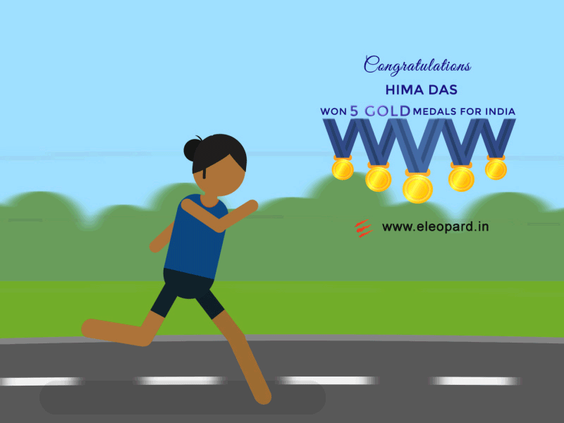 Hima's run for gold animation himadas illustration india