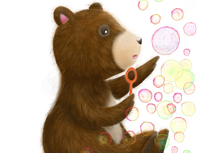 Bear and bubbles bear bubbles children illustration illustration