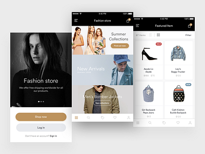 Clothing store concept app design mobile sketch