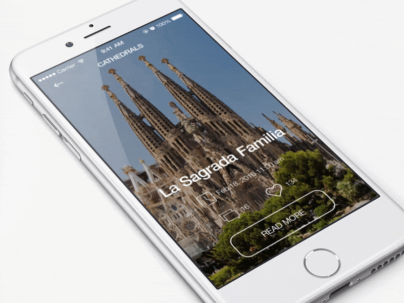 Travel App animation application gif interaction ios iphone mobile