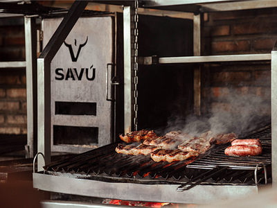 Savú barbecue branding churrasco design fresh fumaça graphic design illustration logo meat parrilla picanha red meat rump steak savu smoke steak steakhouse