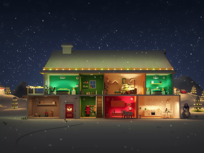 Nova Smarthome 3d animation christmas house illustration ueno