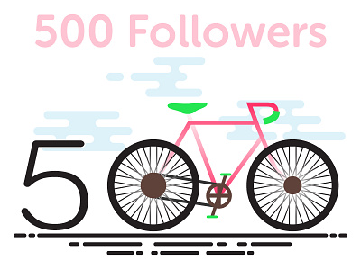 500 Followers 500 art bicycle bike celebratory flat followers illustrator shot sketch art vector