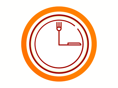 3 o'clock Dining Icon art clock color dining dinnerplate forks icon illustration knives logo orange vector