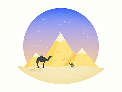Egyptian pyramid art camel cartoon color desert egypt icon illustration logo place pyramid vector