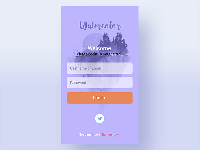 02 Login app application design interface login minimal ui ux watercolor