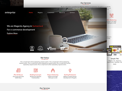Enterprise website flat design interface landing page layout theme ui ux web design website