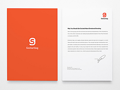 GoStarting branding business card envelope logo orange print vi