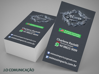 Business card Mimos Imports arte cartão desenvolvimento designer gráfico