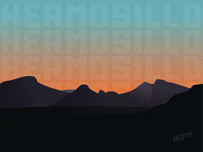 Hermosillo desert illustration mountains
