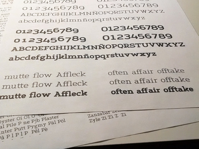 Mutte Slab print tests font ligatures mutte print test slab slab serif typeface typography