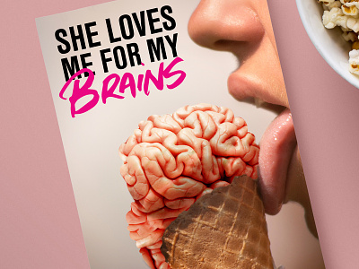 She Loves Me For My Brains book art book cover brains fiction funny zombie