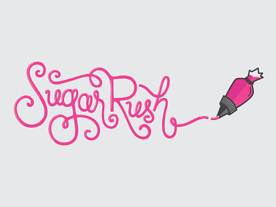 Sugar Rush candy frosting fun icing illustration lettering pink smooth sugar sweet type typography