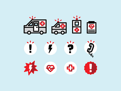 Emergency! ambulance caution emergency first aid heart icon icons illustration monitor phone red