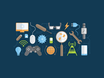 Geek Gadgets computer computer science gear geek icon icons illustration plug technology