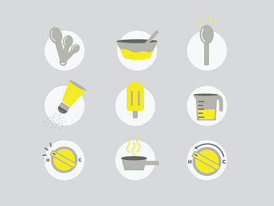 Cooking up some icons cup icon icons illustration ingredients measuring pepper popsicle pot recipe spoon temperature
