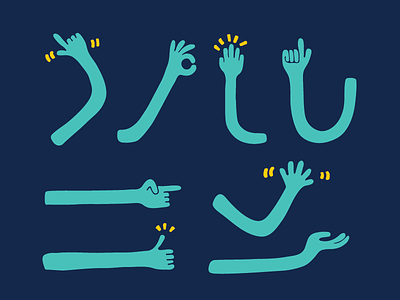 Hand Language hand handdrawn hands hello illustration pointing stop this way thumbs up wave wayfinding