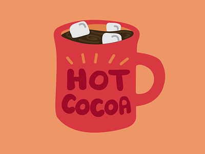 Holiday Hot Cocoa chocolate coffee drink handdrawn holiday hot cocoa illustration lettering marshmallows mug type