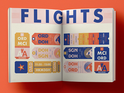 Travel Itinerary - Flights Page binding book flights itinerary orange paperback pink print thailand tickets travel vietnam