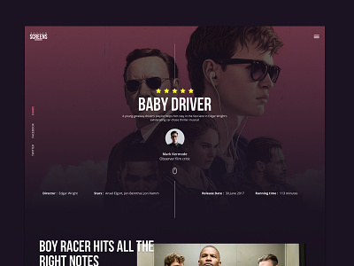 Movie Review Page baby driver web concept film movies review ui ux