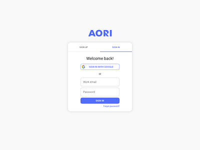 Sign In Aori.com branding design ui web