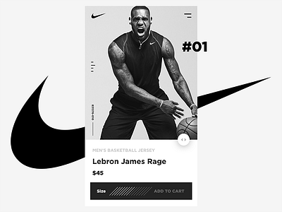 Nike Mobile - Lebron James Rage art direction basketball black white clean design lebronjames mobile app nike sport ui