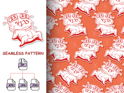 Seamless doodle doll tired pattern