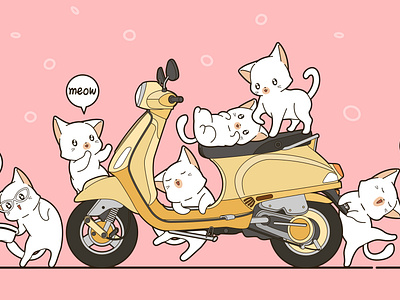 Cute cat and scooter