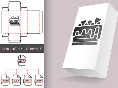 Box with cake window die cut template